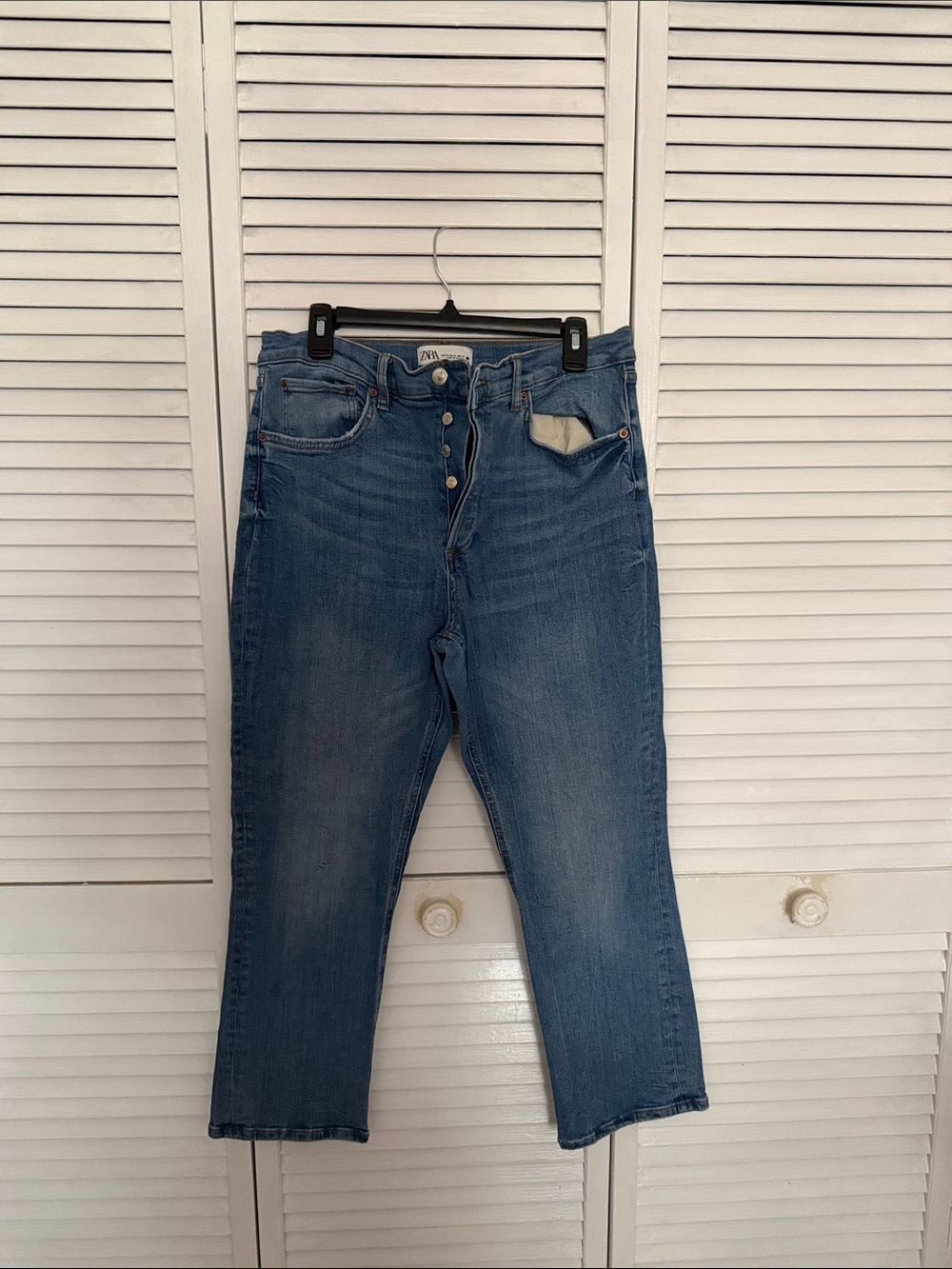 Zara Women Light Blue Dress Flare Button-Fly Jeans